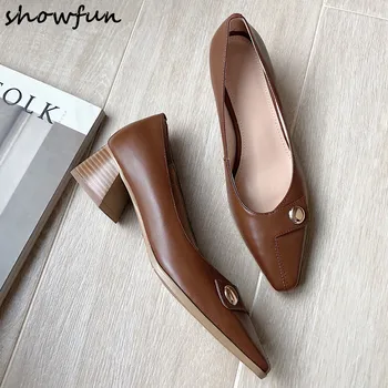 Women's genuine leather pointed toe slip-on pump thick heel comfortable rivet buckle OL style female footwear dress shoes women
Women's genuine leather pointed toe slip-on pump thick heel comfortable rivet buckle OL style female footwear dress shoes women