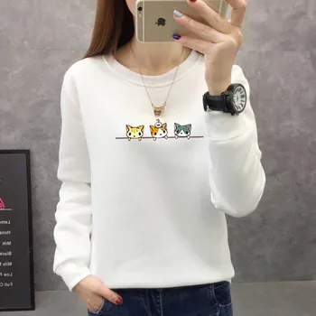 Autumn and winter 2019 women's wool cartoon loose Pullover long sleeve simple cat pattern women's Hoodie 
Autumn and winter 2019 women's wool cartoon loose Pullover long sleeve simple cat pattern women's Hoodie