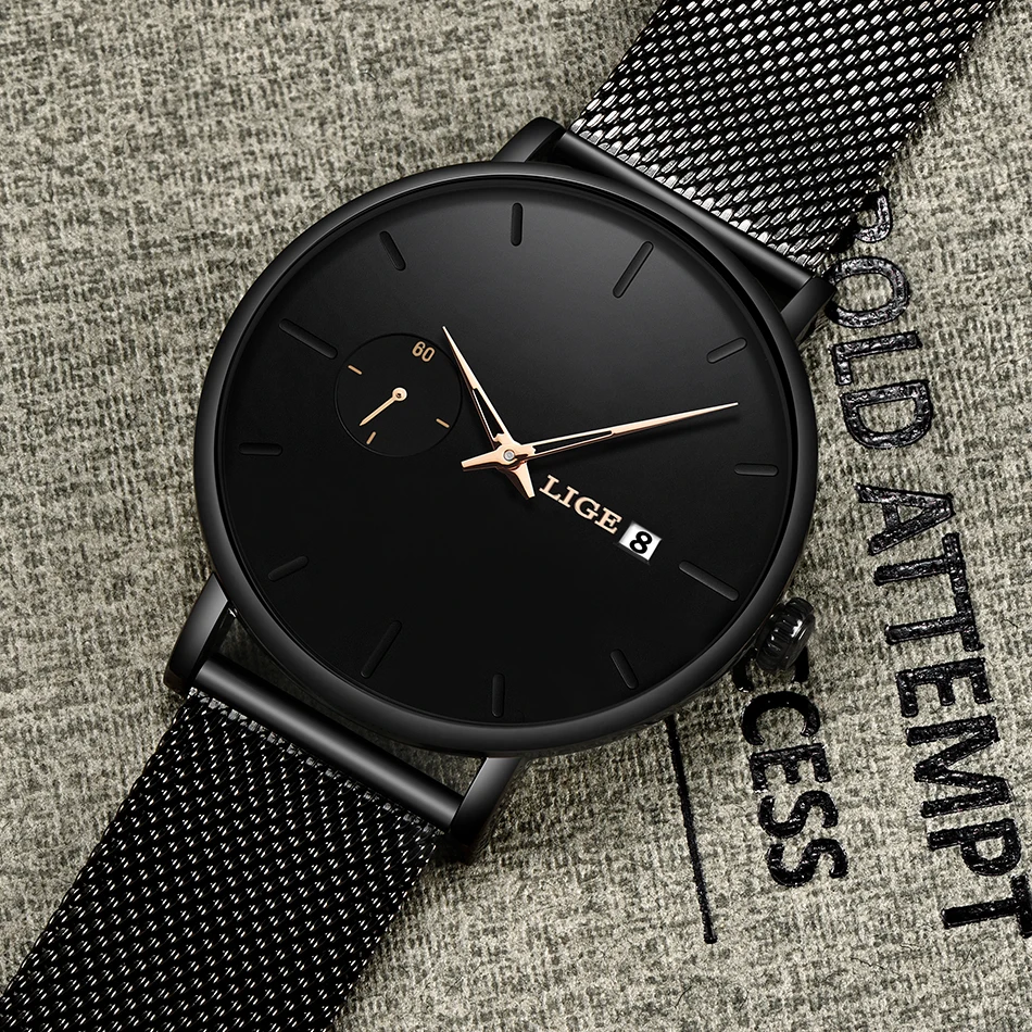 Часы Reloj Mujer LIGE мужские топовые брендовые роскошные женские ультратонкие часы с
