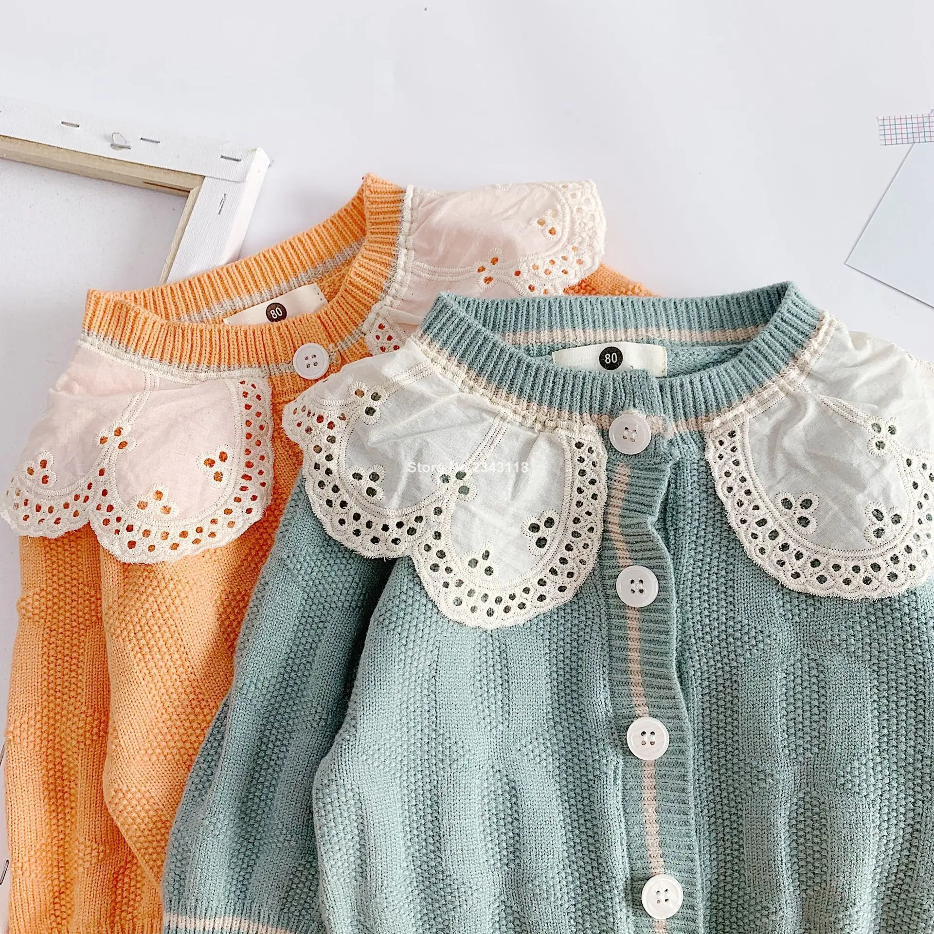Spring Autumn Cute Girls Fashion Lacework Collar Knitted Sweater Cardigans Baby Girl Casual Sweaters 1-5y
Spring Autumn Cute Girls Fashion Lacework Collar Knitted Sweater Cardigans Baby Girl Casual Sweaters 1-5y