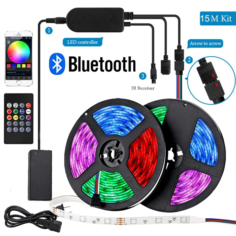 LED Strip Lights Light Bluetooth RGB 5050 SMD Flexible Ribbon RGB LED Light Strip 5M 10M 15M Tape Bluetooth Control DC 12V 24V
LED Strip Lights Light Bluetooth RGB 5050 SMD Flexible Ribbon RGB LED Light Strip 5M 10M 15M Tape Bluetooth Control DC 12V 24V