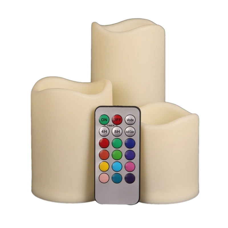 3Pcs Set LED Multicolored Flameless Electronic Candles Outdoor & Indoor Color Changing Candles Light With Multi-Function Timer R
3Pcs Set LED Multicolored Flameless Electronic Candles Outdoor & Indoor Color Changing Candles Light With Multi-Function Timer R
