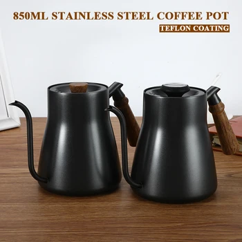 850ml Stainless Steel Teflon Coating Coffee Pot Kettle Gooseneck Moka Maker with Thermometer Wooden Handle for Coffeeware Tools
850ml Stainless Steel Teflon Coating Coffee Pot Kettle Gooseneck Moka Maker with Thermometer Wooden Handle for Coffeeware Tools