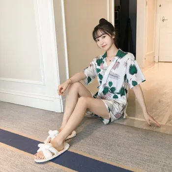 Shorts Kimonos Mujer 2020 Summer Short Pants + Short Sleeve Tops Pajama Sets For Women Cotton Pyjama Nightwear Homewear Clothing 
Shorts Kimonos Mujer 2020 Summer Short Pants + Short Sleeve Tops Pajama Sets For Women Cotton Pyjama Nightwear Homewear Clothing