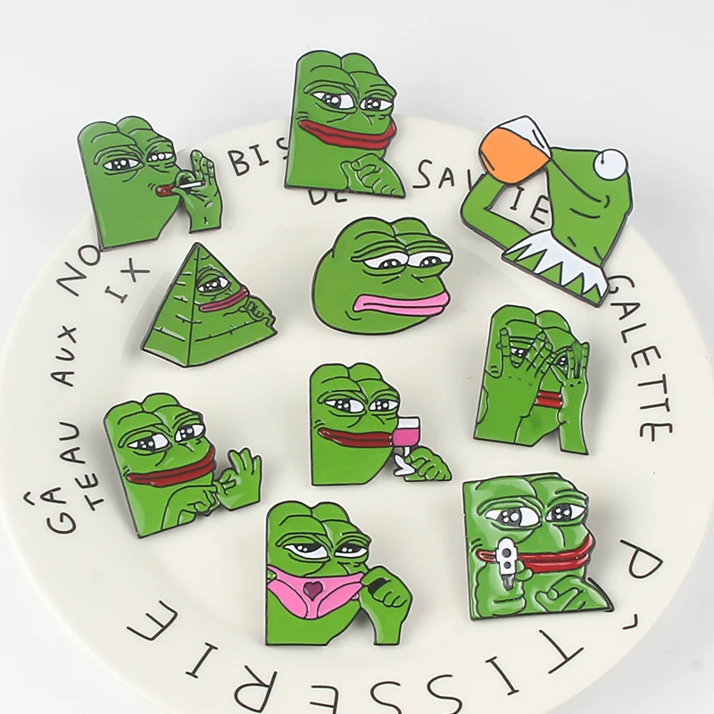 Эмалированная булавка в виде лягушки 10 стилей забавные броши для выражения лица