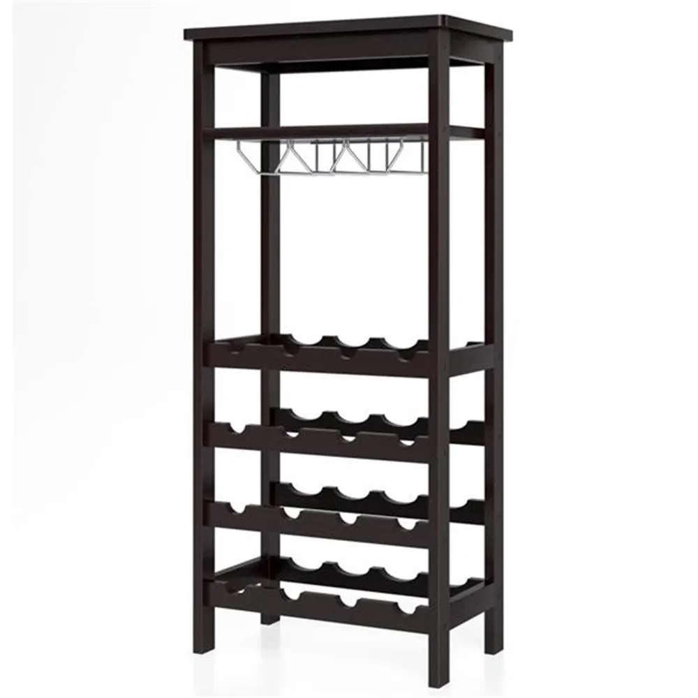 Wooden Wine Rack with Glass Holder Rack 6 Tier Free Standing Wine Storage Rack Display Shelves 16 Bottles Capacity Storage Stand 
Wooden Wine Rack with Glass Holder Rack 6 Tier Free Standing Wine Storage Rack Display Shelves 16 Bottles Capacity Storage Stand