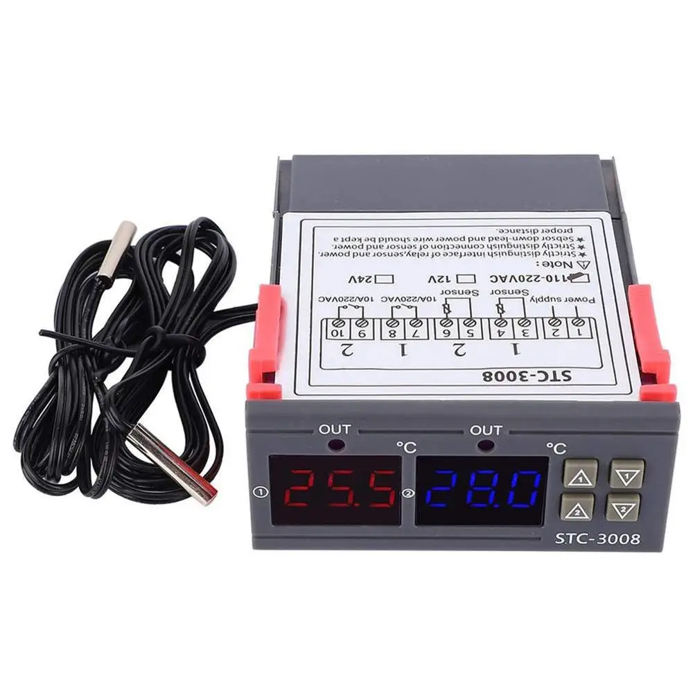 12/24/110-220V STC-3008 Temperature Controller Thermostat Thermometer Regulator with LED Dual Display STC-3008
12/24/110-220V STC-3008 Temperature Controller Thermostat Thermometer Regulator with LED Dual Display STC-3008