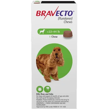 

Bravecto Chews for Dogs, 22-44 lbs, 1 treatment (Green Box)