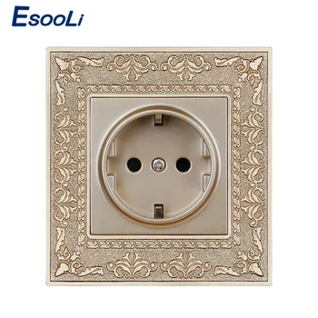 Esooli 16A EU Standard Gold Power Socket 4D Embossing Retro Zinc Alloy Panel Wall Power Socket AC 110~250V
Esooli 16A EU Standard Gold Power Socket 4D Embossing Retro Zinc Alloy Panel Wall Power Socket AC 110~250V