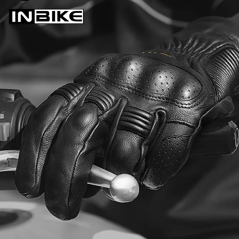 Зимние Мотоциклетные Перчатки INBIKE из натуральной кожи теплые ветрозащитные