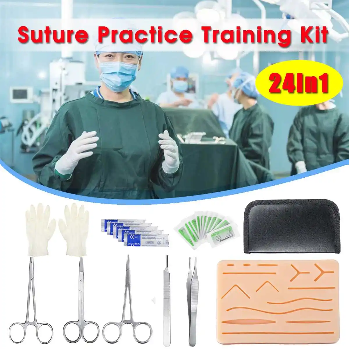 Medical Instruments Medical Skin Suture Training Modules Kit Pad Suture Pad Needle Scissors Tweezers for Teaching Practice Tool
Medical Instruments Medical Skin Suture Training Modules Kit Pad Suture Pad Needle Scissors Tweezers for Teaching Practice Tool