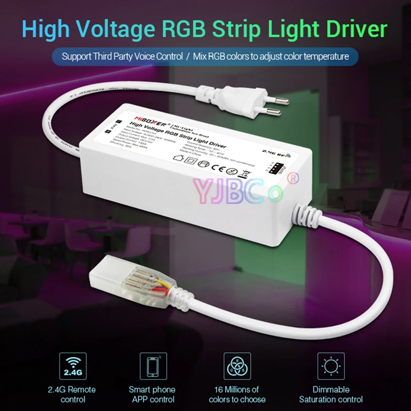 Miboxer High Voltage RGB Led Controller AC200-240V WiFi APP Smart RGB led strip controller POW-LH1 400W driving 50m led strip
Miboxer High Voltage RGB Led Controller AC200-240V WiFi APP Smart RGB led strip controller POW-LH1 400W driving 50m led strip