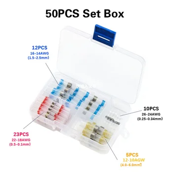 50Pcs Mixed HeatShrink Sordering TerminalsWith Box Waterproof Terminals Set Sleeve Tube Insulated Electrical Wire Connectors kit
50Pcs Mixed HeatShrink Sordering TerminalsWith Box Waterproof Terminals Set Sleeve Tube Insulated Electrical Wire Connectors kit