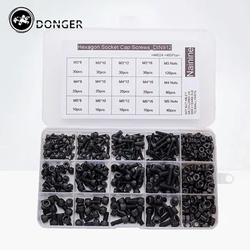 480Pcs/set M3 M4 M5 DIN912 Black High-strength 12.9 Level Alloy Steel Screw Hexagon Socket Head Cap Screws Car Furniture HW024
480Pcs/set M3 M4 M5 DIN912 Black High-strength 12.9 Level Alloy Steel Screw Hexagon Socket Head Cap Screws Car Furniture HW024