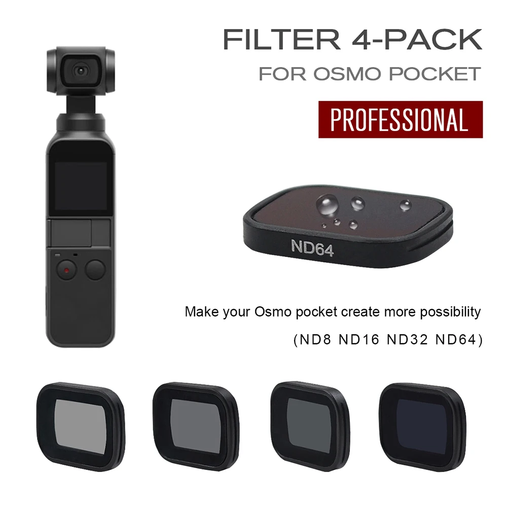 Camera Lens ND Filter Set ND8 ND16 ND32 ND64 Neutral Density Fader Filters for DJI OSMO Pocket | Игрушки и хобби