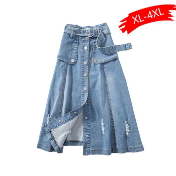2020 New Women's Ripped Hole Denim Skirt With Belt Patchwork Retro High Waist A-line Jeans Plus Size Bottom Fashion
2020 New Women's Ripped Hole Denim Skirt With Belt Patchwork Retro High Waist A-line Jeans Plus Size Bottom Fashion