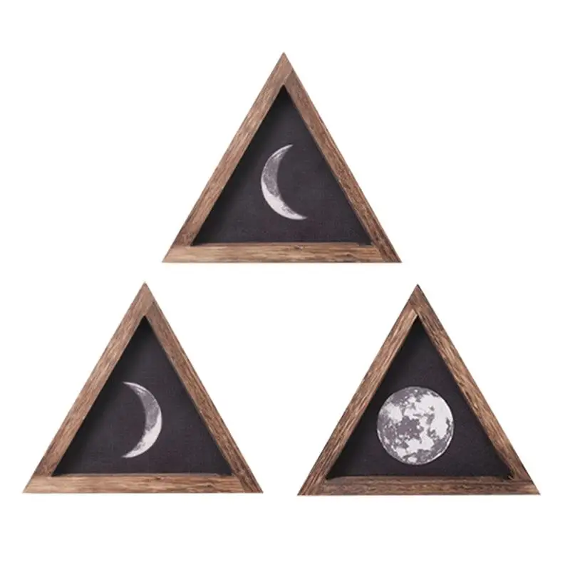3pcs Triangle Frame Moon Adornment Wall Moon Phases Decor Wooden Wall Ornament
3pcs Triangle Frame Moon Adornment Wall Moon Phases Decor Wooden Wall Ornament
