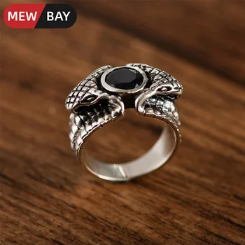 S925 Sterling Silver Jewelry Double Snake Head Middle Eye Cobra Python Black Agate Rings Retro Domineering Vintage Men Fashion
S925 Sterling Silver Jewelry Double Snake Head Middle Eye Cobra Python Black Agate Rings Retro Domineering Vintage Men Fashion