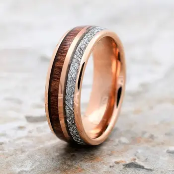 New Arrival Rose Gold Tungsten Rings with Wood&Meteorite Two Layer Wedding Band 6mm Female 8mm Male Engagement Love Gift
New Arrival Rose Gold Tungsten Rings with Wood&Meteorite Two Layer Wedding Band 6mm Female 8mm Male Engagement Love Gift