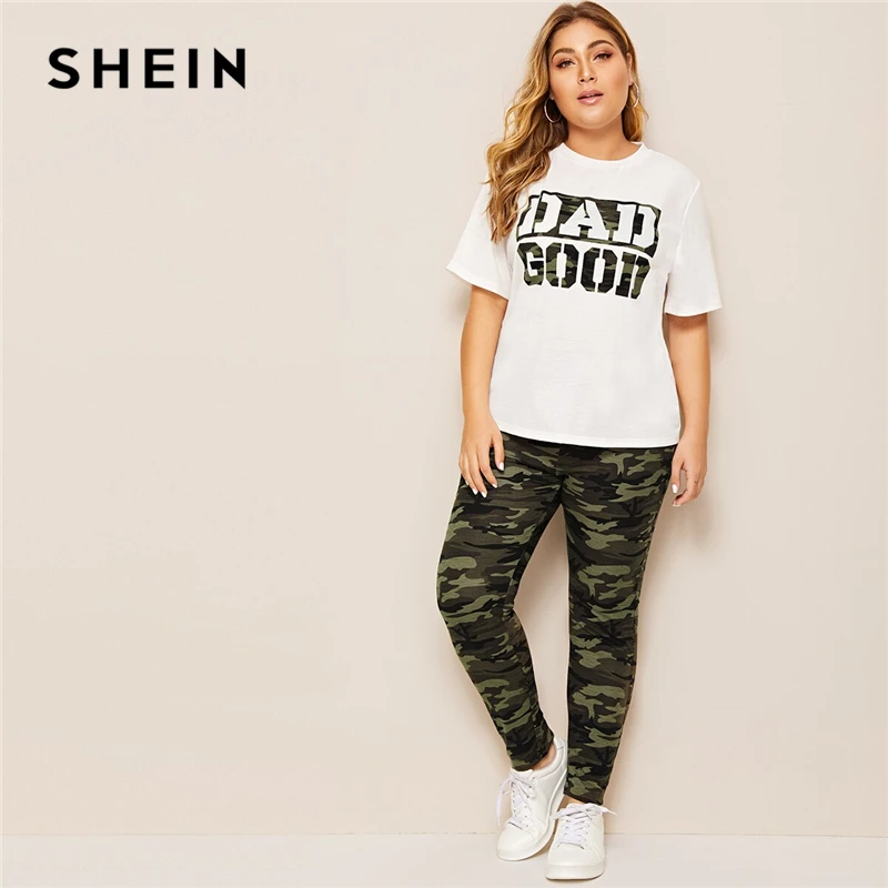 SHEIN Plus Size Camouflage Green Slogan Print Tee and Leggings 2 Piece Set Women Spring Autumn Casual Abaya Two Piece Sets
SHEIN Plus Size Camouflage Green Slogan Print Tee and Leggings 2 Piece Set Women Spring Autumn Casual Abaya Two Piece Sets