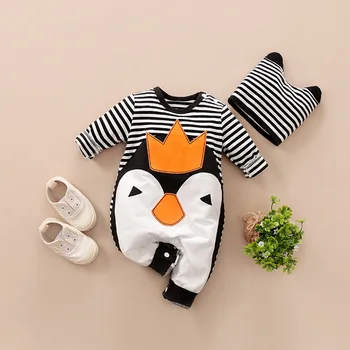 

Newborn Baby Boy Girl Clothes Fall New born Onesie Kids Romper Cotton Infant Penguin Jumpsuit 0 3 6 9 12 Month Babies Costume