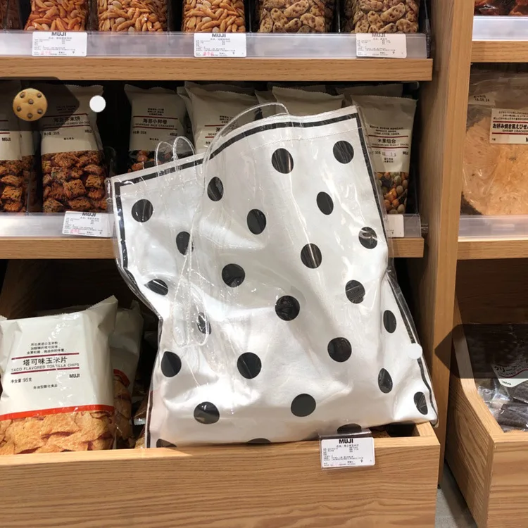 Big Bag Women's 2019 Korean-style New Style Contrast Color Polka Dot Transparent Hand Shoulder Gel Bag Canvas PVC Tote Bag
Big Bag Women's 2019 Korean-style New Style Contrast Color Polka Dot Transparent Hand Shoulder Gel Bag Canvas PVC Tote Bag