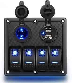 4 Gang Rocker Switch Panel Waterproof Pre-wired Switch Panel with USB Charger & Power Socket and Fuse DC 12V 24V Rocker Switch
4 Gang Rocker Switch Panel Waterproof Pre-wired Switch Panel with USB Charger & Power Socket and Fuse DC 12V 24V Rocker Switch