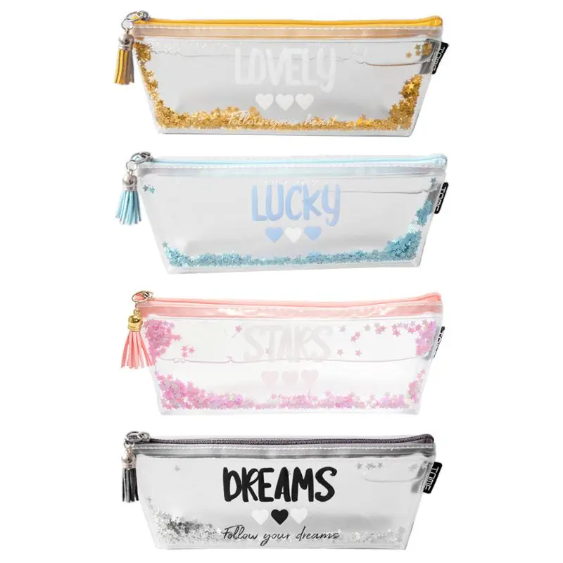 Lovely English Letter Pattern Pencil Case Transparent Star Sequins Gift Pencil Box Bag Pencilcase Students School Supplies Offic
Lovely English Letter Pattern Pencil Case Transparent Star Sequins Gift Pencil Box Bag Pencilcase Students School Supplies Offic