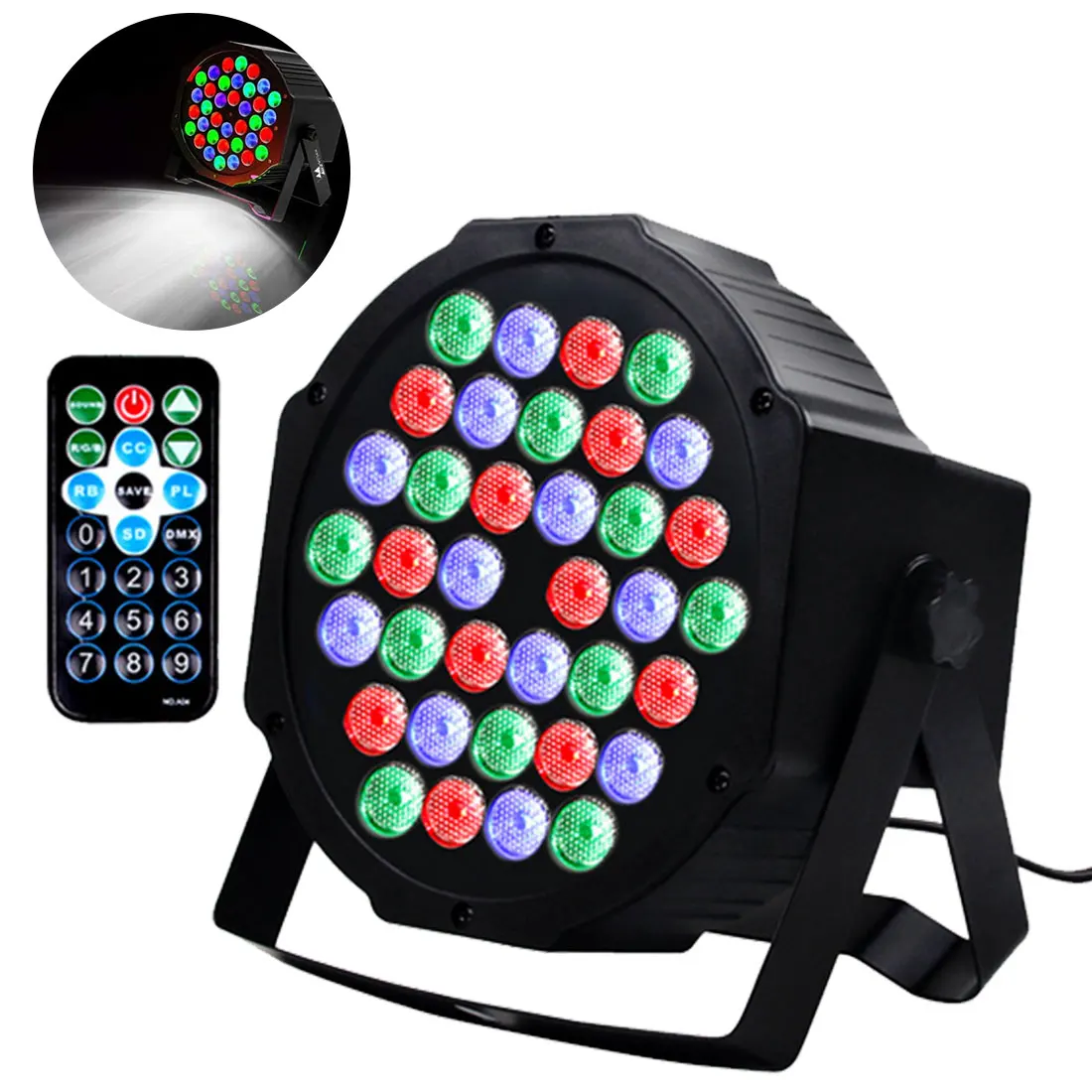 Remote LED Light Dual Handle Flat KTV Concert Stage Spot Light Colorful RGB Light 36 LED Beads Par Light
Remote LED Light Dual Handle Flat KTV Concert Stage Spot Light Colorful RGB Light 36 LED Beads Par Light