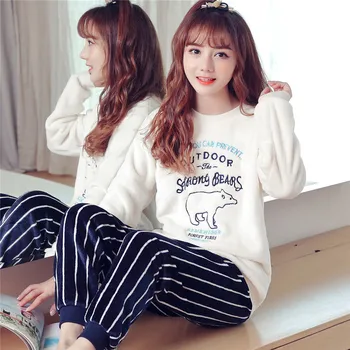 Long Sleeve Cartoon Sleepwear 2 Pcs/Set Plus Size Pajamas Set Girl Autumn Winter Warm Flannel Pyjamas Women Sets Women Homewear
Long Sleeve Cartoon Sleepwear 2 Pcs/Set Plus Size Pajamas Set Girl Autumn Winter Warm Flannel Pyjamas Women Sets Women Homewear