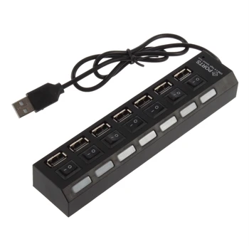 Portable 7 Ports LED USB 2.0 Adapter High Speed Hub with Power on/off Switch For PC Laptop Computer Accessories
Portable 7 Ports LED USB 2.0 Adapter High Speed Hub with Power on/off Switch For PC Laptop Computer Accessories