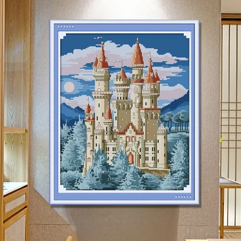 Blue Castle Cross Stitch Kit Architectural Landscape Pattern Cotton Fabric DMC White Cloth Print Embroidery Needlework Needle Se 
Blue Castle Cross Stitch Kit Architectural Landscape Pattern Cotton Fabric DMC White Cloth Print Embroidery Needlework Needle Se
