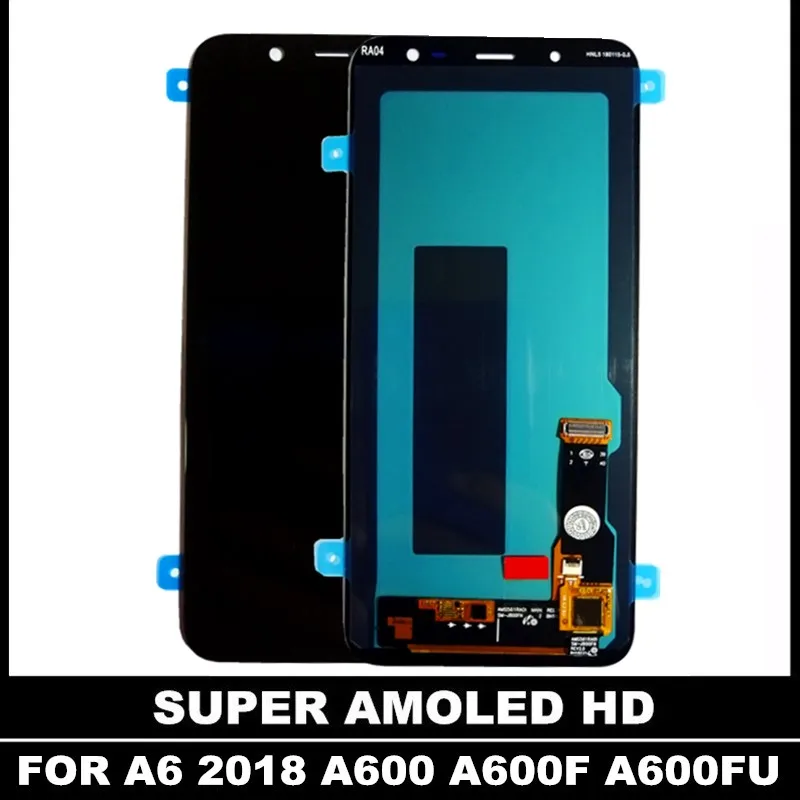 Протестированный супер AMOLED ЖК дисплей для SAMSUNG A6 2018 A600 A600F A600FN экран сенсорный