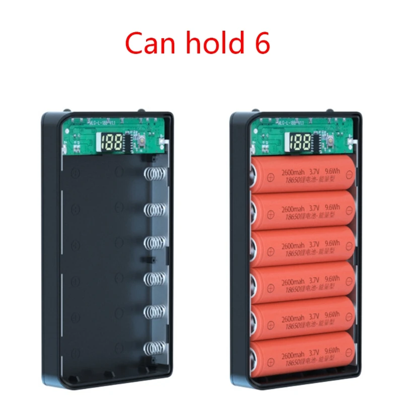 Multifunctional Power Bank Shell Charger Box 6 Slot Batteries Container DIY Case Multifunctional Power Bank Shell Charger Box 6 Slot Batteries Container DIY Case