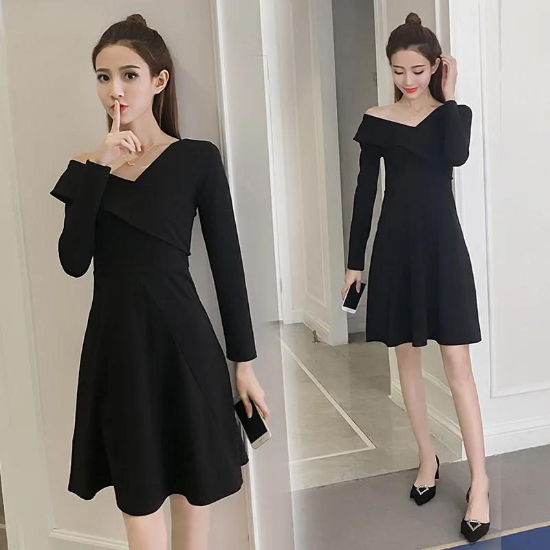 2019 Spring Clothing New Style Korean-style off-Shoulder-Trimmed Collar Debutante Elegant Retro Hepburn Black And White with Pat 
2019 Spring Clothing New Style Korean-style off-Shoulder-Trimmed Collar Debutante Elegant Retro Hepburn Black And White with Pat