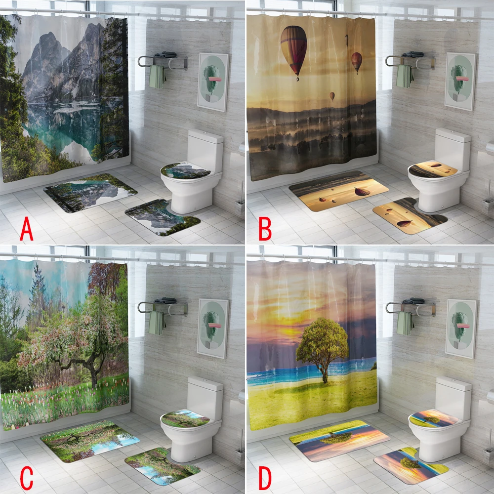 Landscape Print 3d Shower Curtain with Hooks Waterproof Polyester Fabric Washable Bathroom Curtains Non-Slip Carpets Mat Set
Landscape Print 3d Shower Curtain with Hooks Waterproof Polyester Fabric Washable Bathroom Curtains Non-Slip Carpets Mat Set