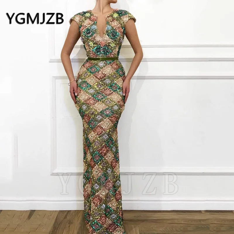 Deep V Neck Colorful Sequin Evening Dresses 2020 Mermaid Cap Sleeve Saudi Arabic Women Formal Prom Gown Party Dress Abendkleider
Deep V Neck Colorful Sequin Evening Dresses 2020 Mermaid Cap Sleeve Saudi Arabic Women Formal Prom Gown Party Dress Abendkleider