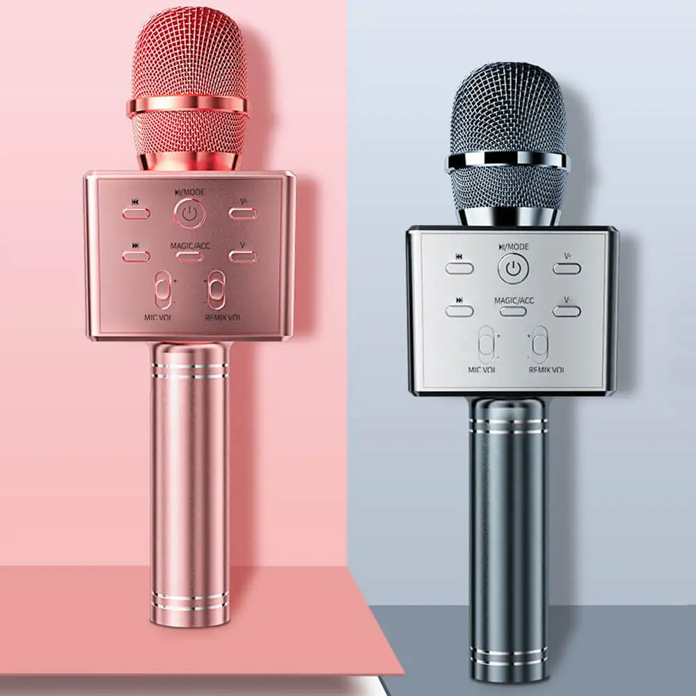 

Wireless Bluetooth Karaoke Microphone Aluminum Alloy Handheld Multifunction 3 Louder Speakers 15W Player Changeable Voice 2020