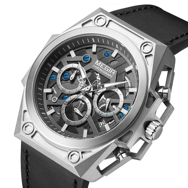 

MEGIR 2020 New Stainless Steel Mens Watches Waterproof Sports Men Quartz Wristwatches Chronograph for Man Male Clock Hour 4220