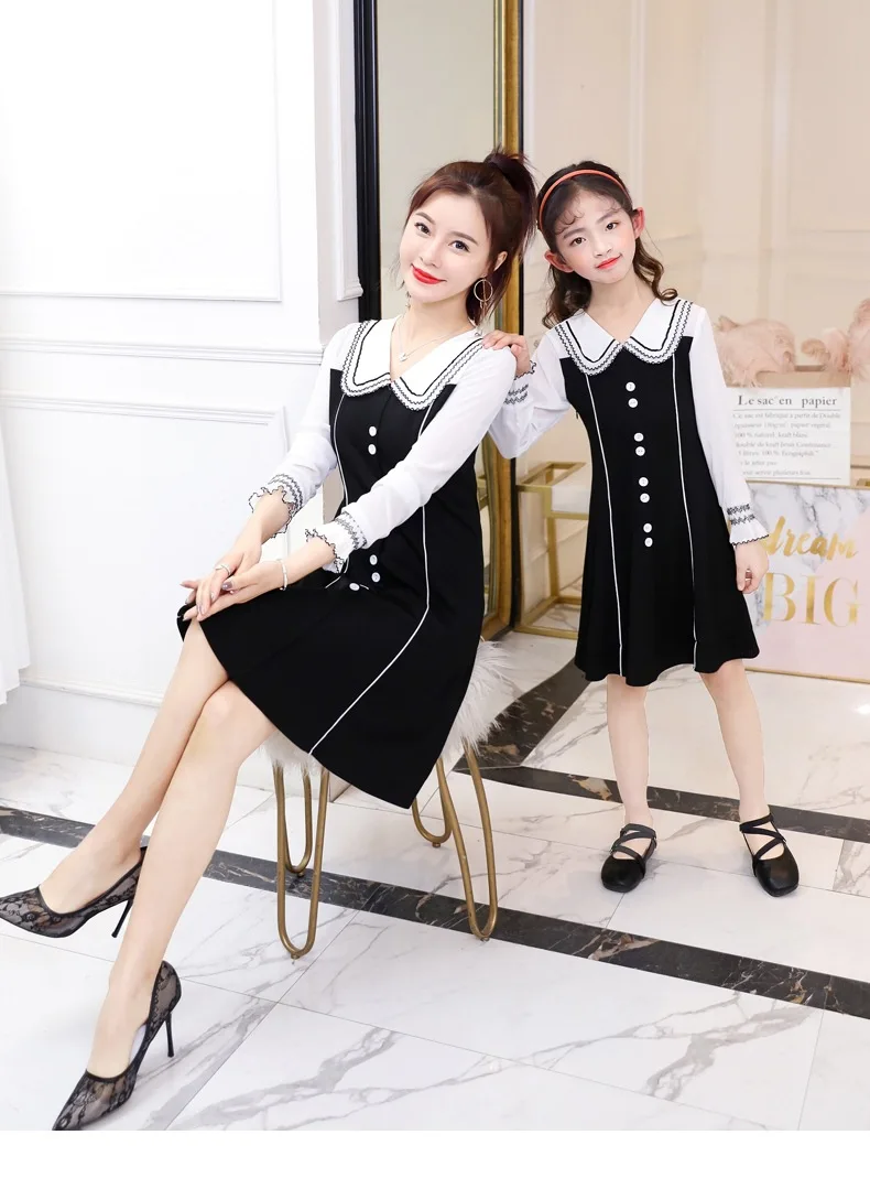 

[one piece price] Mother And Daughter Beautiful doll collar Dress Family princess Dress