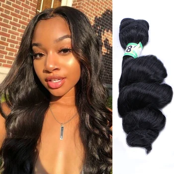 Natifah 16 18 20Inch Loose Wave Bundles Brazilian Hair Weaving Curly Hair Bundles Synthetic Hair Extension for Woman 
Natifah 16 18 20Inch Loose Wave Bundles Brazilian Hair Weaving Curly Hair Bundles Synthetic Hair Extension for Woman