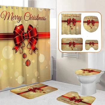 Merry Christmas Bathroom Set Christmas Bells Pattern Waterproof Shower Curtain Toilet Cover Non-Slip Carpet New Year Decoration
Merry Christmas Bathroom Set Christmas Bells Pattern Waterproof Shower Curtain Toilet Cover Non-Slip Carpet New Year Decoration