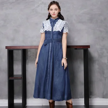 Denim Dress For Women Fashion Deep Sexy Denim Blue Jean lace long dress Button Sleeveless Mini Shirt Dress Vestidos Plus Size
Denim Dress For Women Fashion Deep Sexy Denim Blue Jean lace long dress Button Sleeveless Mini Shirt Dress Vestidos Plus Size
