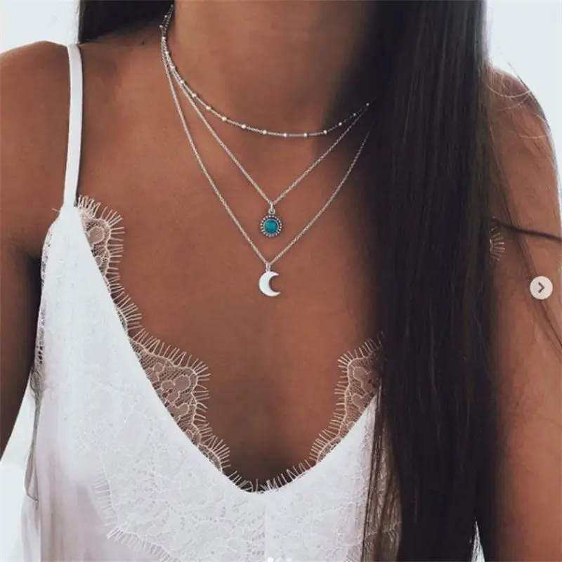 Bohemian Jewelry 2019 New Fashion Jewelry Moon Three-layer Multi-layer Necklace on Neck Female Gift
Bohemian Jewelry 2019 New Fashion Jewelry Moon Three-layer Multi-layer Necklace on Neck Female Gift