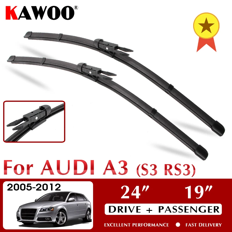

KAWOO Car Wiper Blade LHD / RHD Front Wiper Blades For Audi A3 S3 RS3 2005 - 2012 Windshield Windscreen Front Window 24"+19"