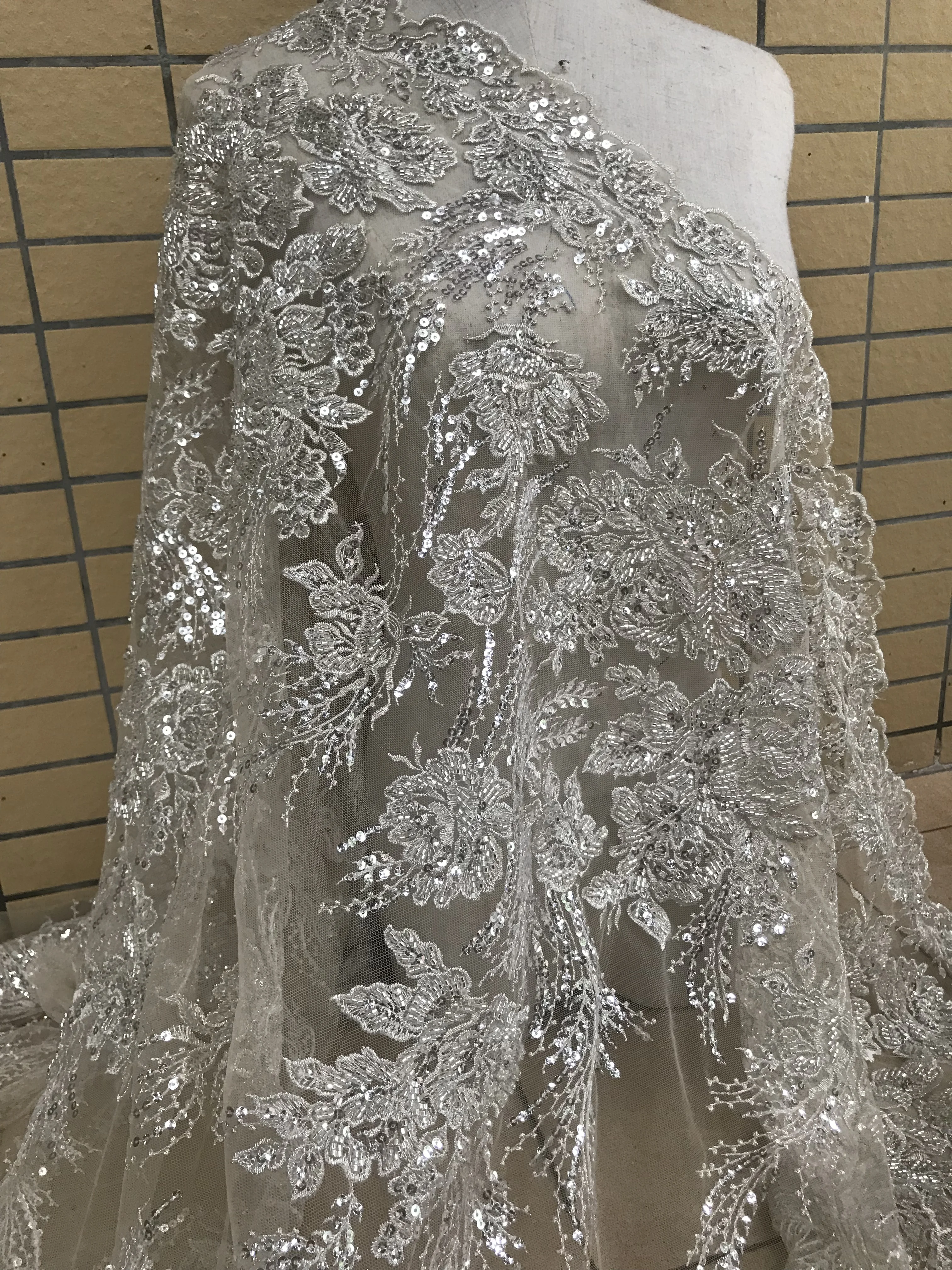 High quality nigerian french net lace african lace fabric ZH-628817 with beads for wedding dress
High quality nigerian french net lace african lace fabric ZH-628817 with beads for wedding dress