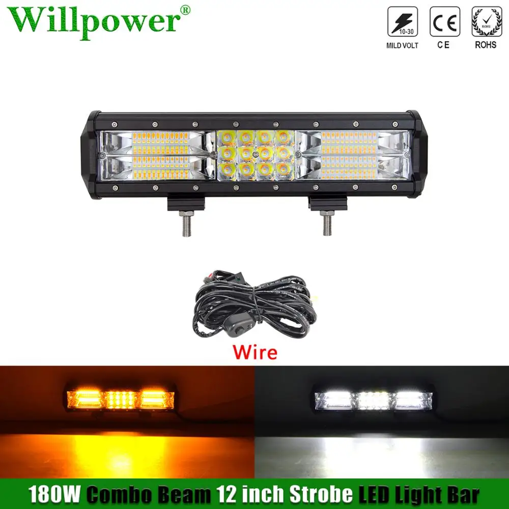 Off-Road Car 180W 12" Dual Color Strobe Light Bar Yellow White Flash LED Lightbar SUV ATV 4x4 Truck Amber Light Driving Fog Lamp
Off-Road Car 180W 12" Dual Color Strobe Light Bar Yellow White Flash LED Lightbar SUV ATV 4x4 Truck Amber Light Driving Fog Lamp