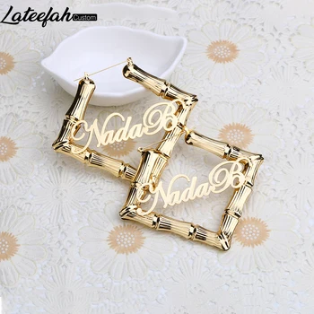 Lateefah 30-100MM Custom Font Stainless Steel Tetragonum Bamboo Hoop Style Earrings Customize For Women Girl Jewelry Gift
Lateefah 30-100MM Custom Font Stainless Steel Tetragonum Bamboo Hoop Style Earrings Customize For Women Girl Jewelry Gift