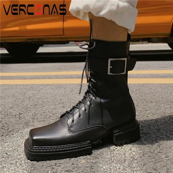VERCONAS Autumn Winter New Women Ankle Boots Platforms Cross-Tied Shoes Woman Casual Genuine Leather Buckle Square Toe Boots
VERCONAS Autumn Winter New Women Ankle Boots Platforms Cross-Tied Shoes Woman Casual Genuine Leather Buckle Square Toe Boots