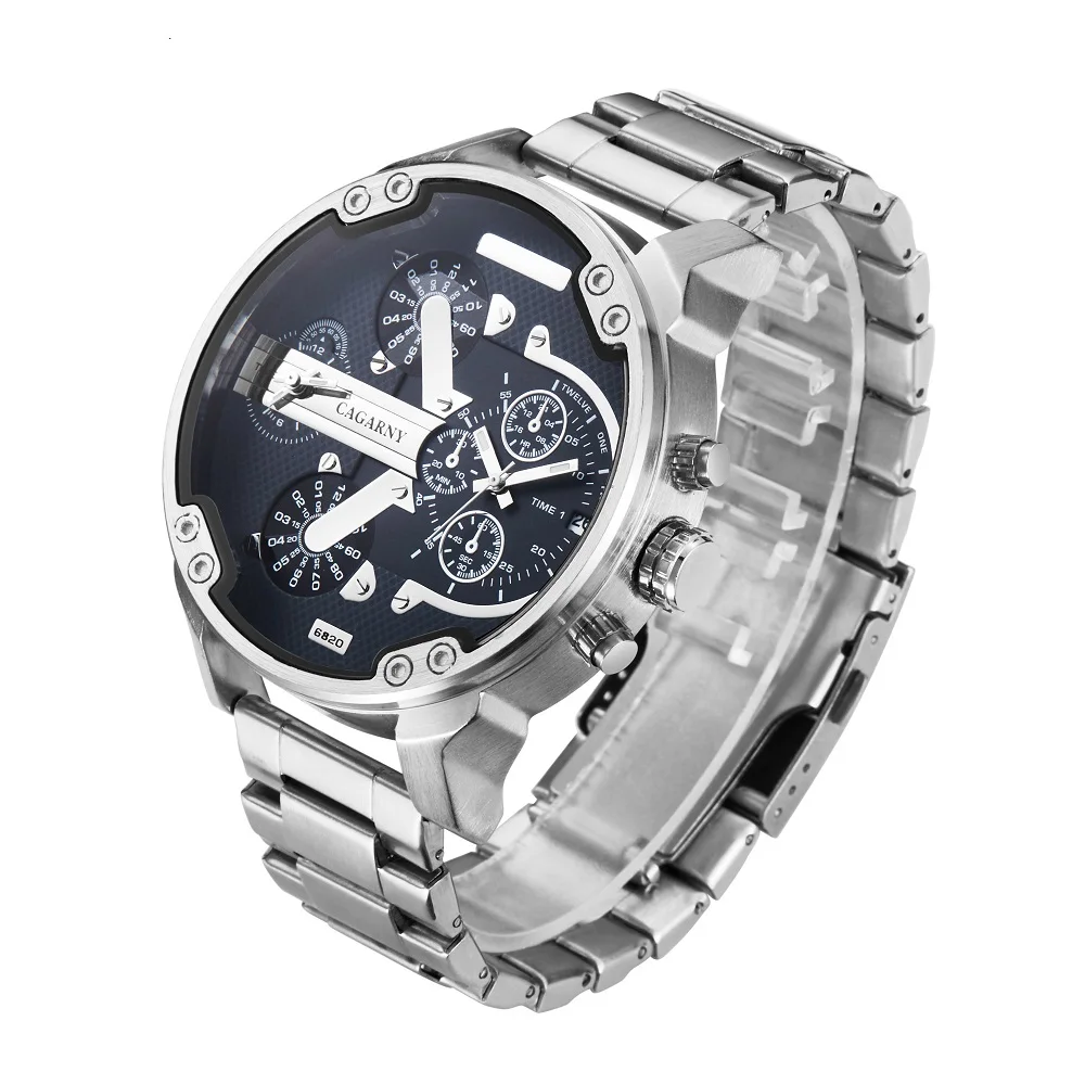 cagarny mens watches quartz watch men dual time zones big case dz military style 7331 7333 7313 7314 7311 steel band watches free shipping (9)